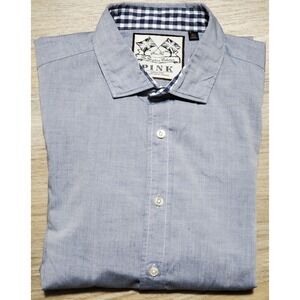 Thomas Pink Men's Light Grey Slim Fit Dress Shirt Size 15.5